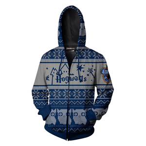 Ravenclaw Harry Potter Ugly Christmas Zip Up Hoodie