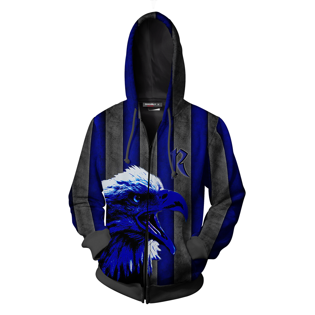 Striped Ravenclaw Harry Potter Zip Up Hoodie