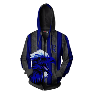 Striped Ravenclaw Harry Potter Zip Up Hoodie