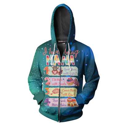 I Love Being Nana Zip Up Hoodie