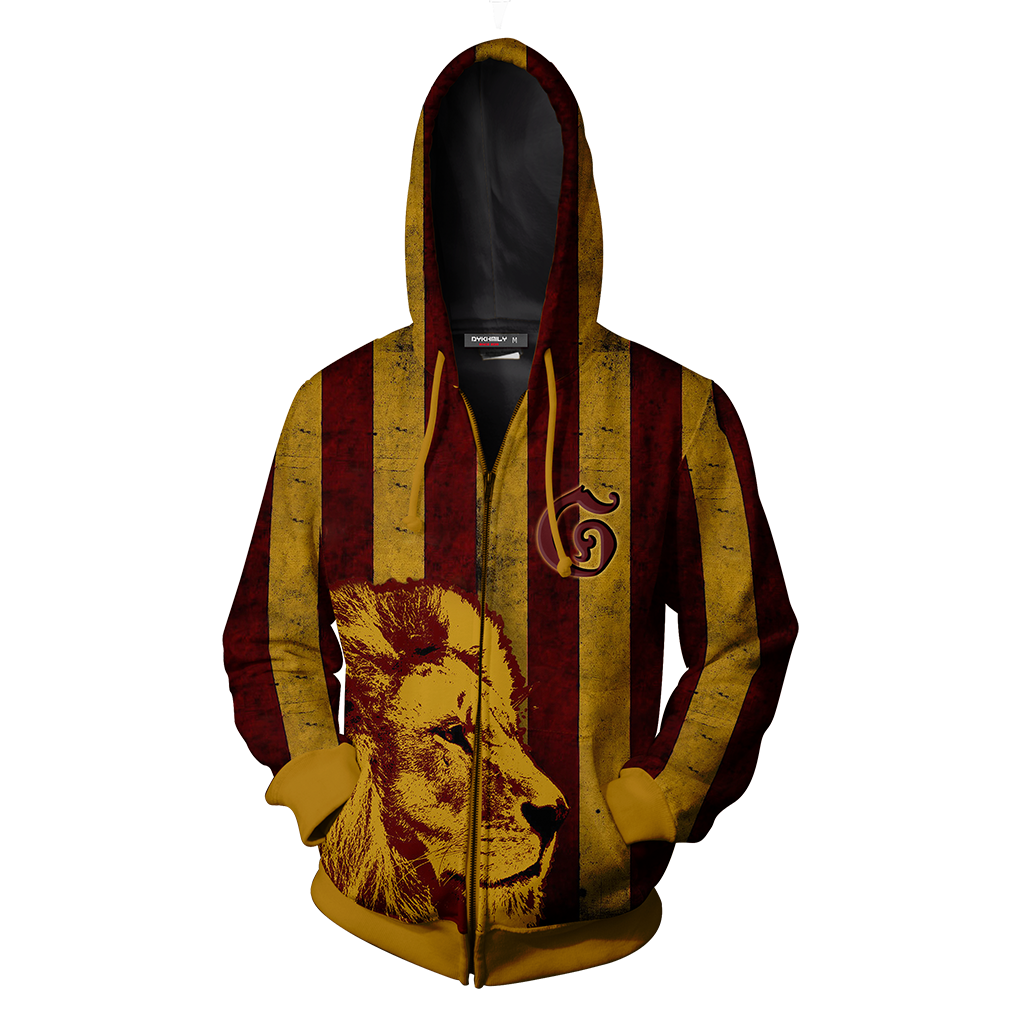 Striped Gryffindor Harry Potter Zip Up Hoodie