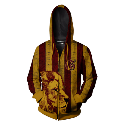 Striped Gryffindor Harry Potter Zip Up Hoodie