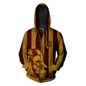 Striped Gryffindor Harry Potter Zip Up Hoodie