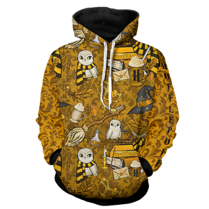 Hogwarts Hufflepuff House Pattern Harry Potter 3D Hoodie