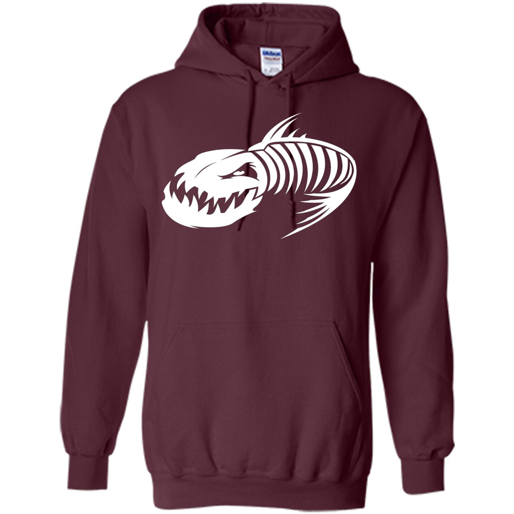 Fisherman Gift T-shirt Badass Fish Bone Skeleton Maroon