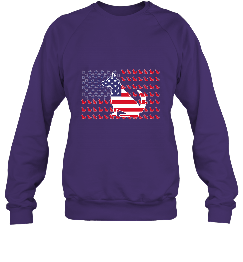 American Flag Dogs Lovers Shirt Sweatshirt Purple