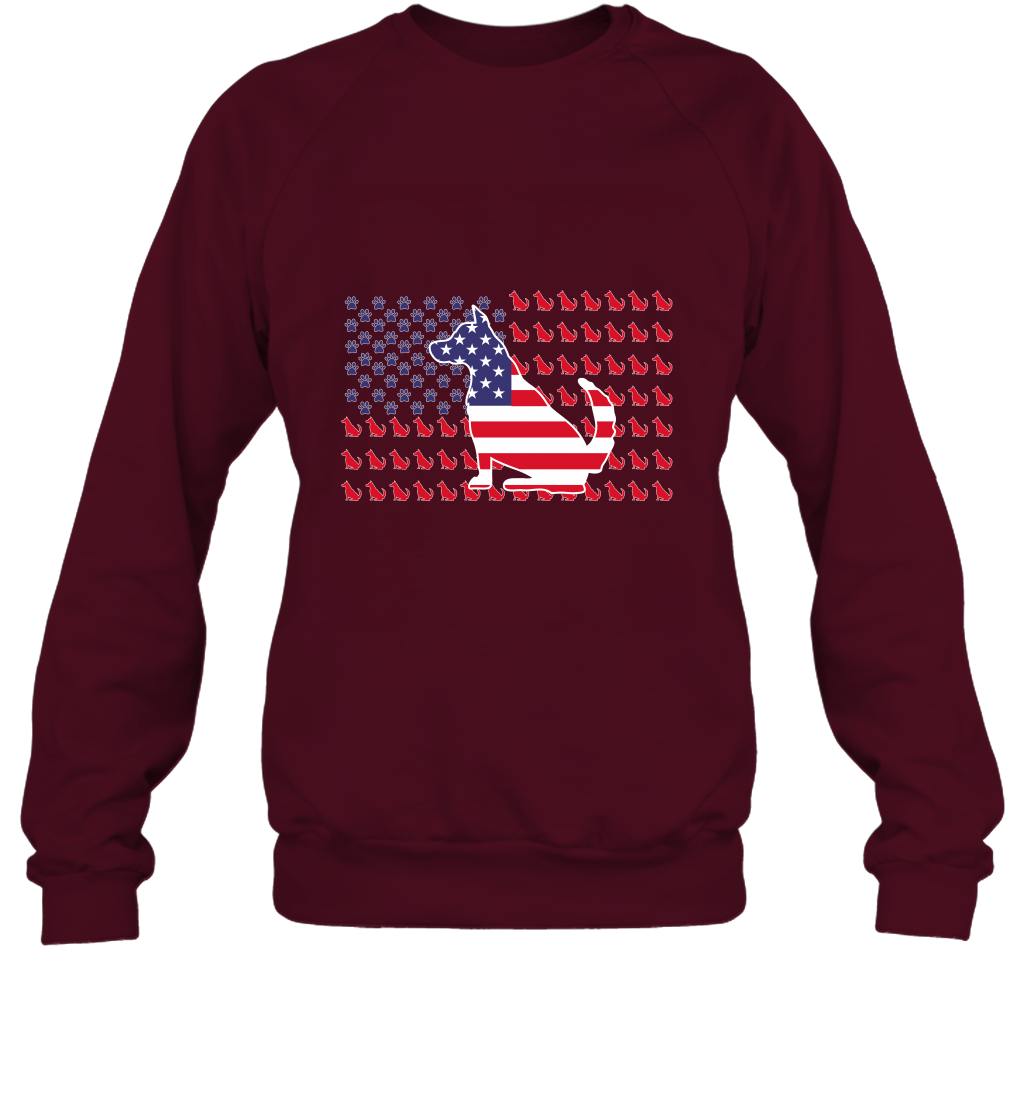 American Flag Dogs Lovers Shirt Sweatshirt Maroon