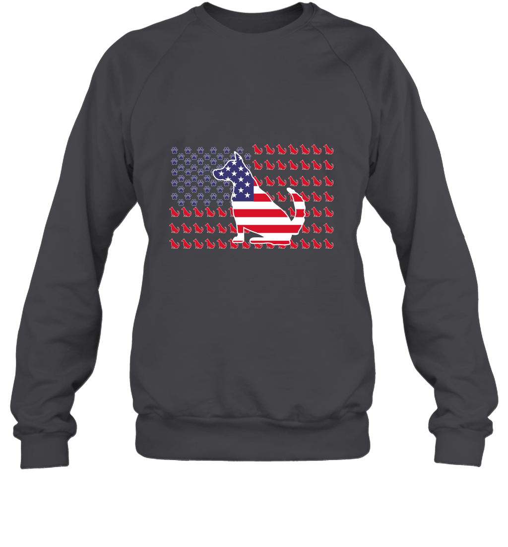 American Flag Dogs Lovers Shirt Sweatshirt Dark Heather