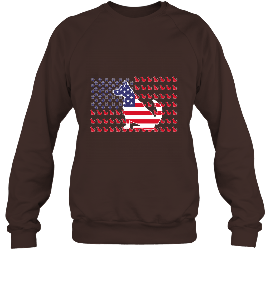 American Flag Dogs Lovers Shirt Sweatshirt Dark Chocolate