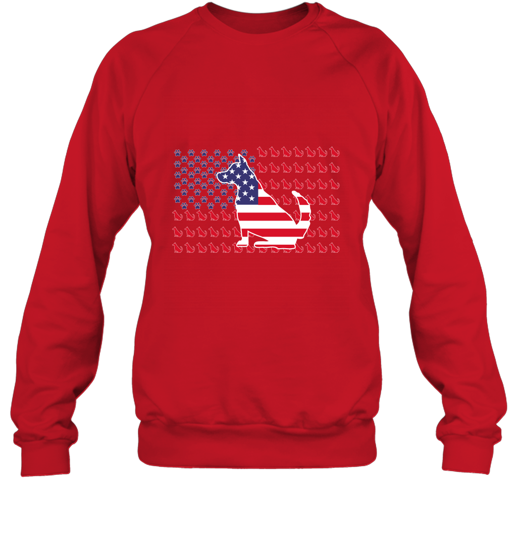 American Flag Dogs Lovers Shirt Sweatshirt Red
