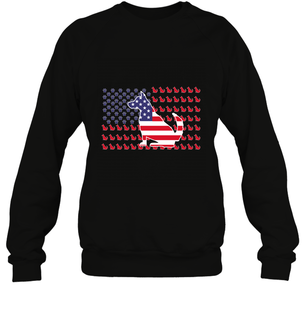 American Flag Dogs Lovers Shirt Sweatshirt Black