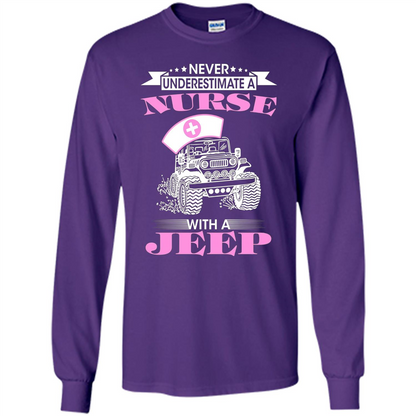 Never Underestimate A Nurse With A Jeep T-shirt Purple