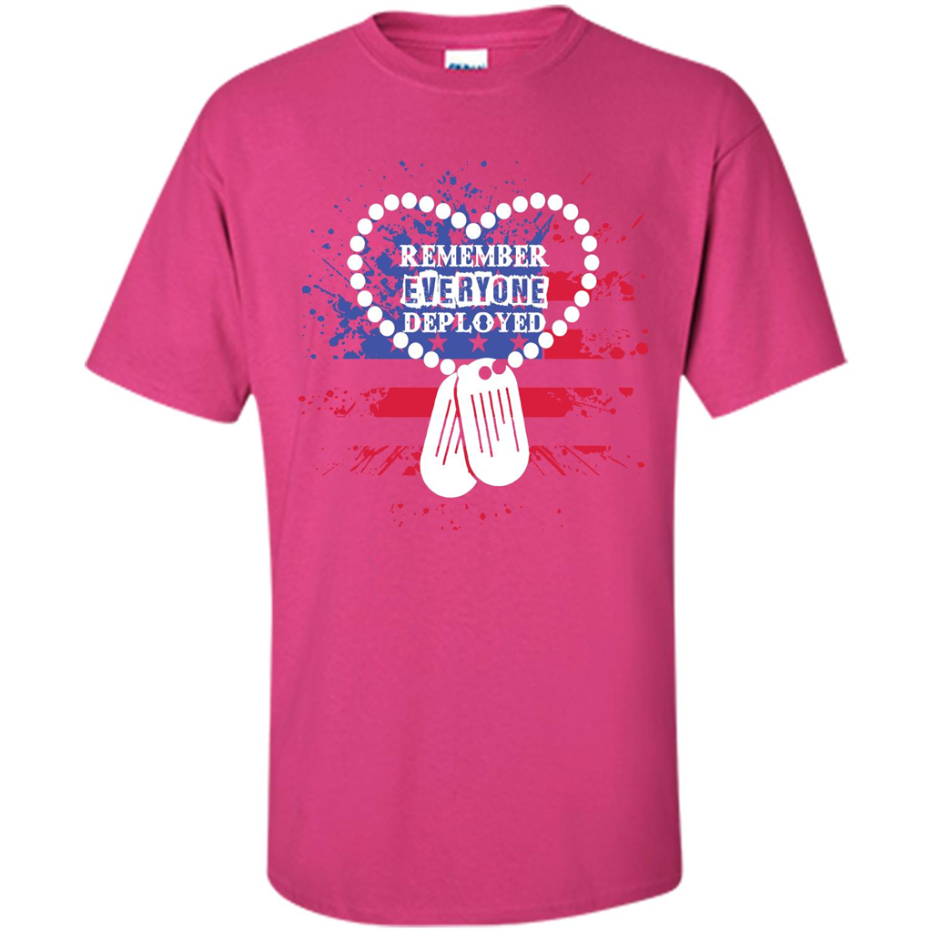 Military T-shirt RED Remember Everyone Deployed Heliconia