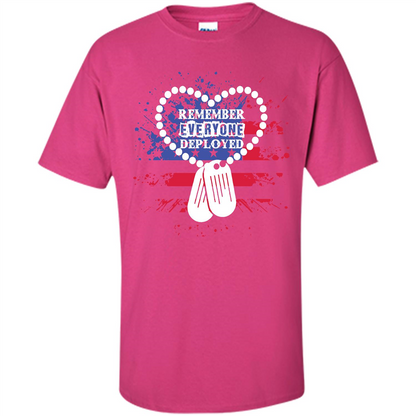 Military T-shirt RED Remember Everyone Deployed Heliconia