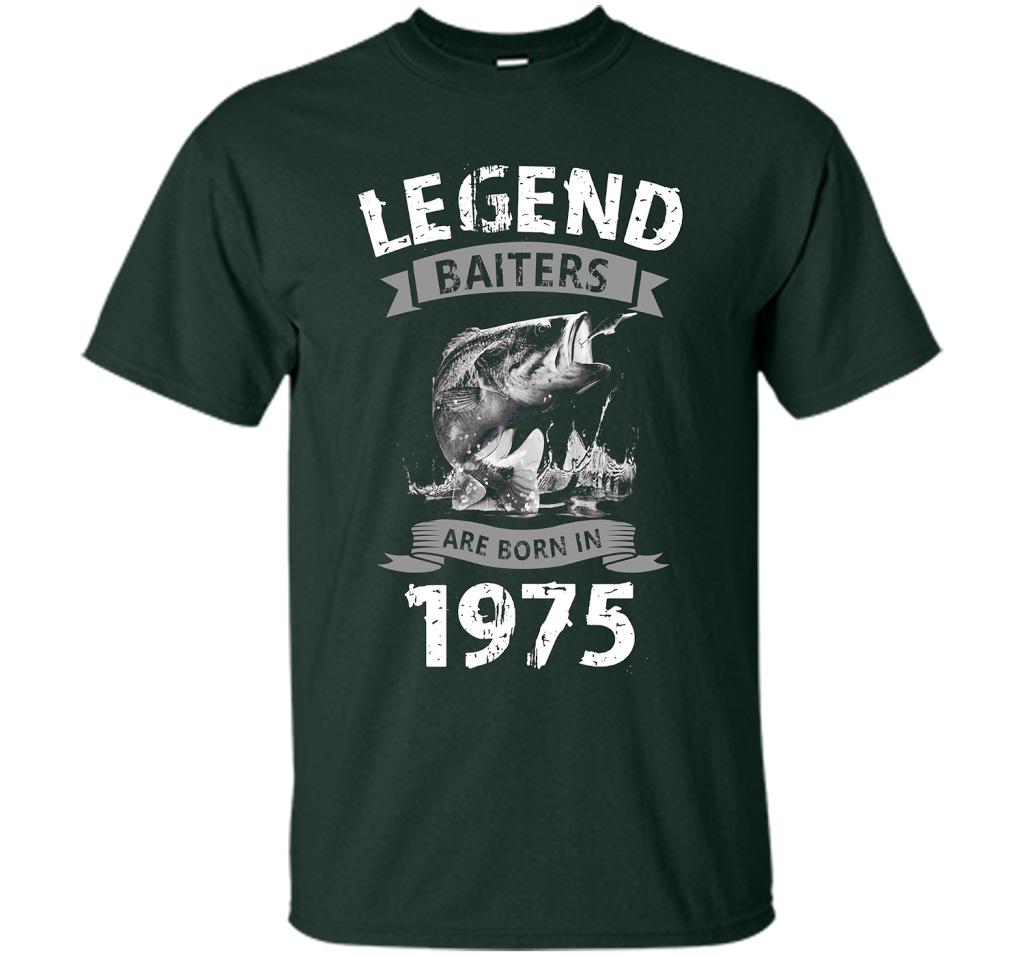 Mens 42nd Years Old 1975 Birthday Gift Idea Tshirt for Fishing shirt Forest Green