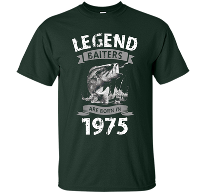 Mens 42nd Years Old 1975 Birthday Gift Idea Tshirt for Fishing shirt Forest Green