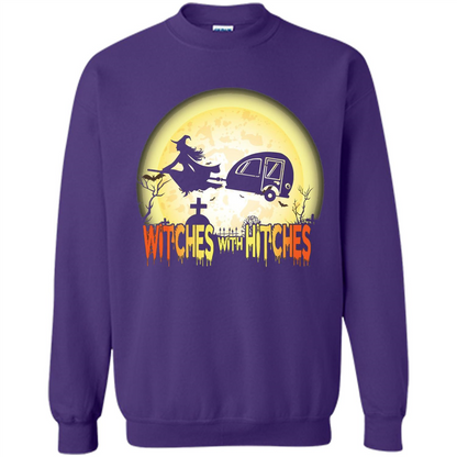 Witches With Hitches Camping Funny T-shirt Halloween T-shirt Orange