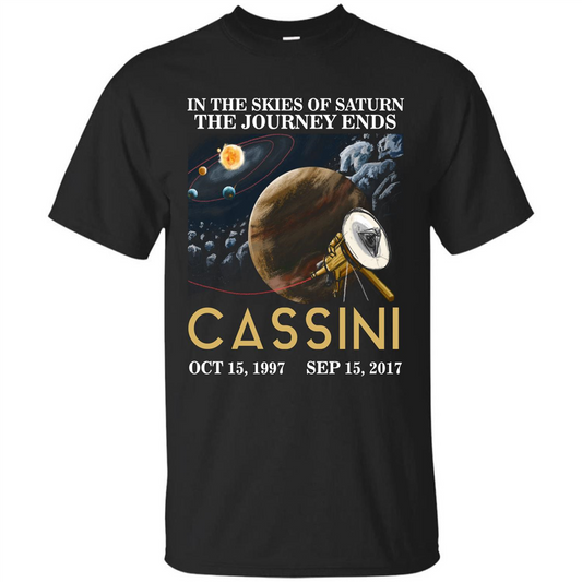 Cassini Grand Finale T-shirt In The Skies Of Saturn T-shirt Black