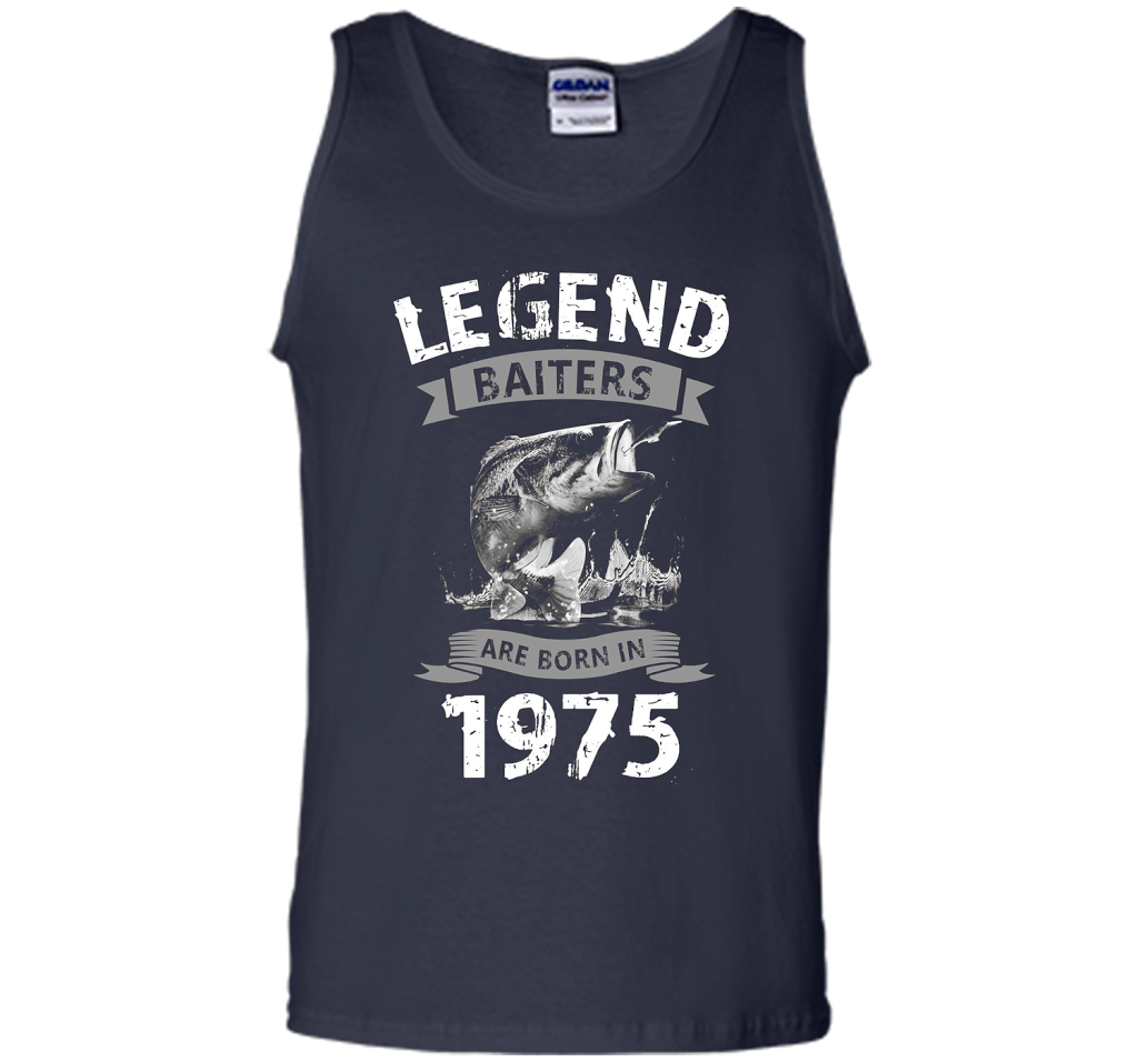 Mens 42nd Years Old 1975 Birthday Gift Idea Tshirt for Fishing shirt Navy