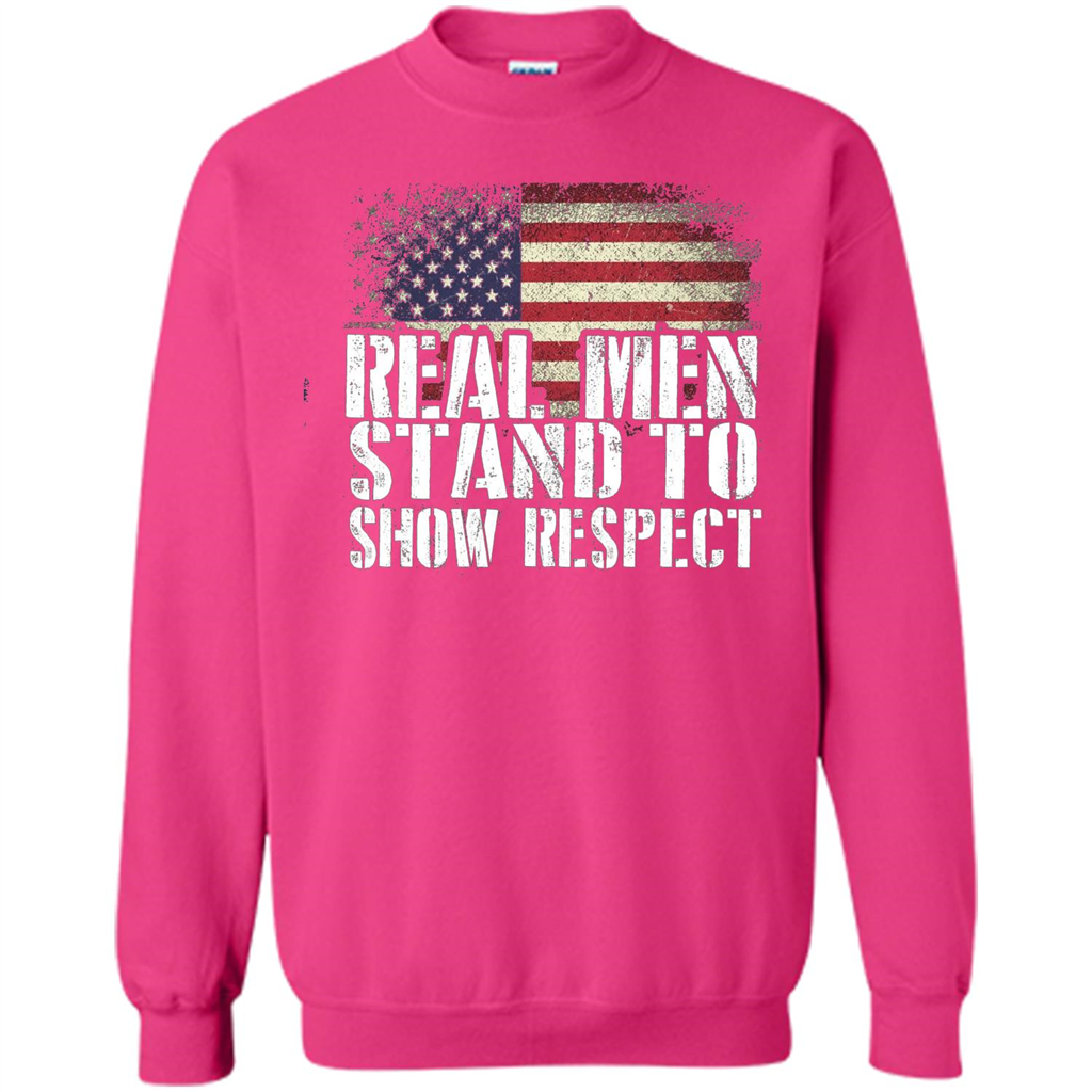Military T-shirt Real Men Stand To Show Respect Heliconia
