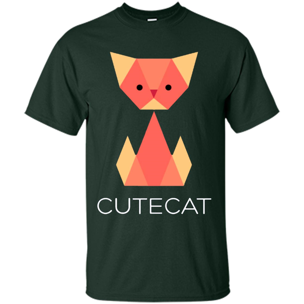 Love Cat T-Shirt Origami Cat Forest Green