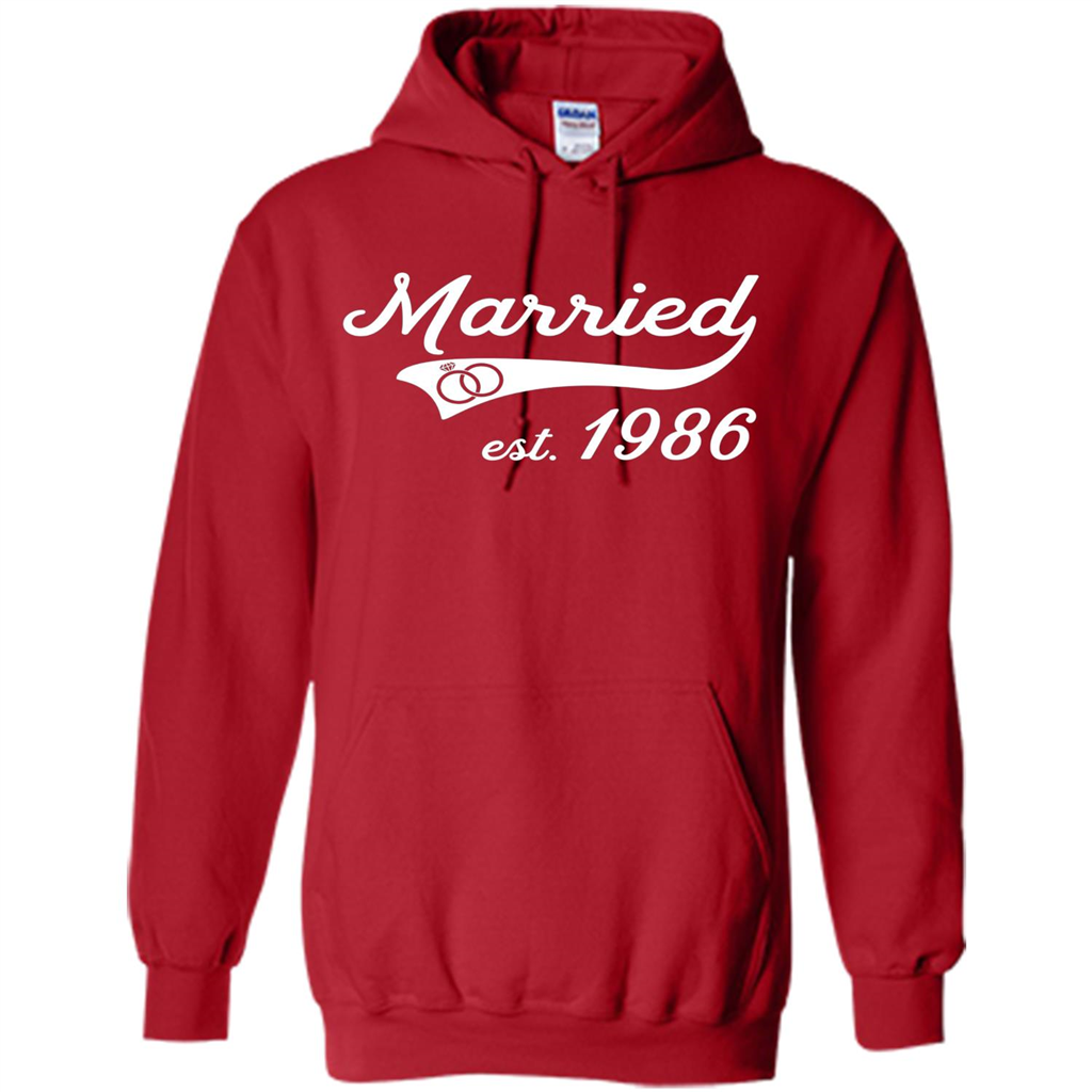 Married Since 1986 T-shirt Wedding Anniversary T-Shirt Red