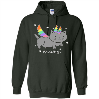 Funny Meowgical Cat Unicorn T-shirt For Cat Lover Forest Green