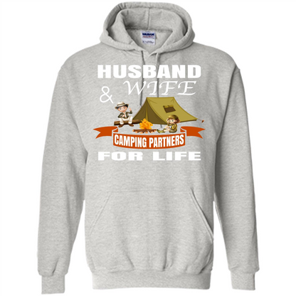 Camping Family T-shirt Husband And Wife Camping Partners For LIfe Ash