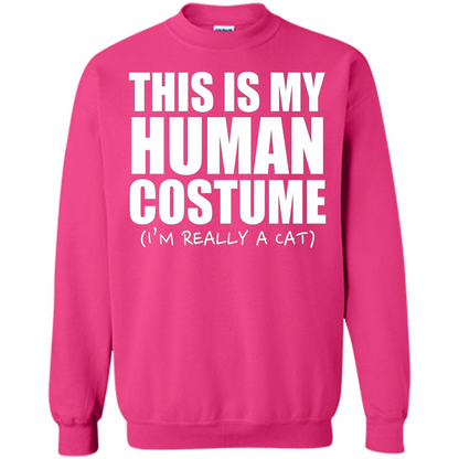 This Is My Human Costume I'm Really A Cat Halloween T-Shirt Heliconia
