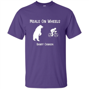 Funny Bear Chasing Bike Rider Meals On Wheels T-shirt