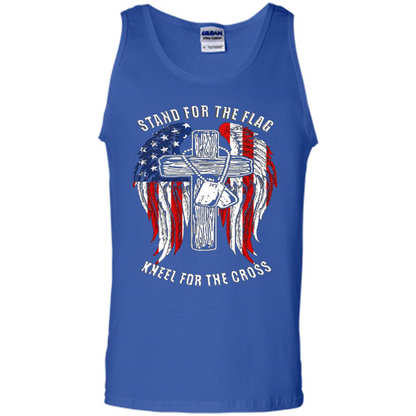 Military T-shirt Stand For The Flag Kneel For The Cross Royal