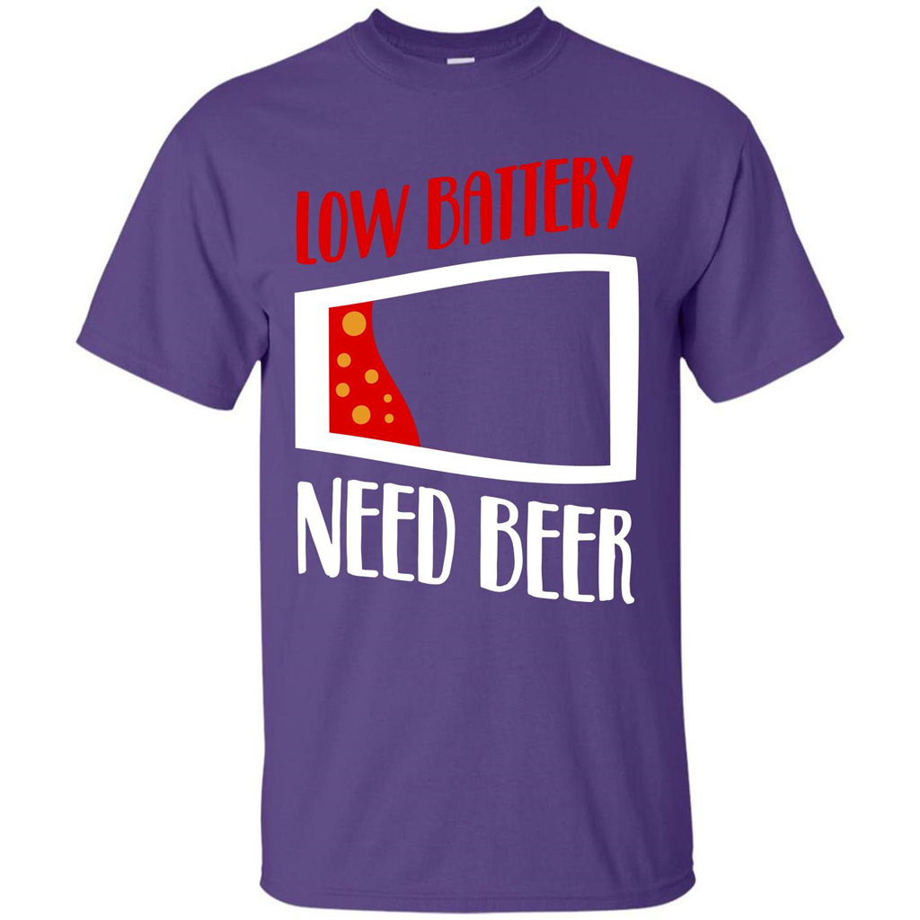 Beer T-shirt Low Battery Need Beer T-shirt Purple