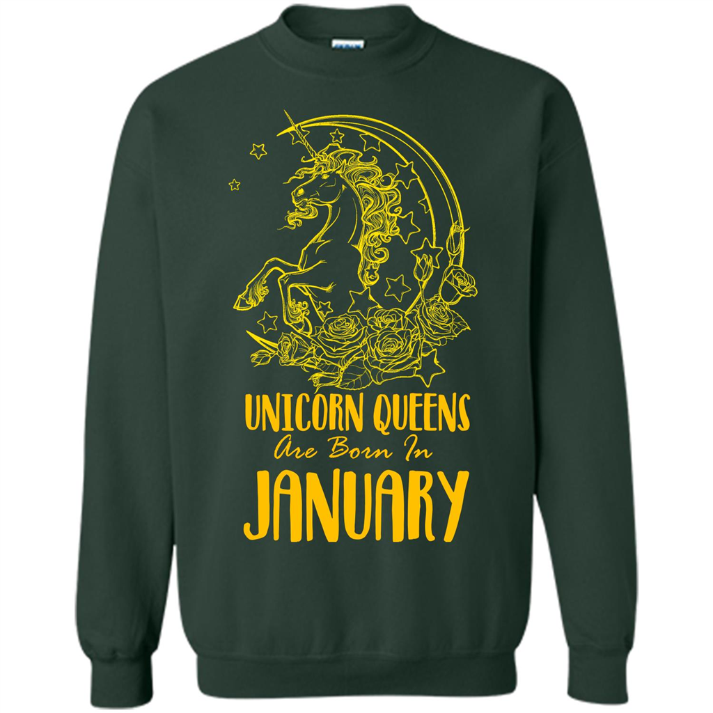 January Unicorn T-shirt Unicorn Queens Are Born In January Forest Green