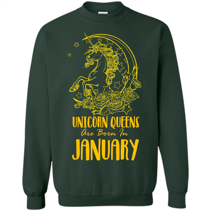 January Unicorn T-shirt Unicorn Queens Are Born In January Forest Green