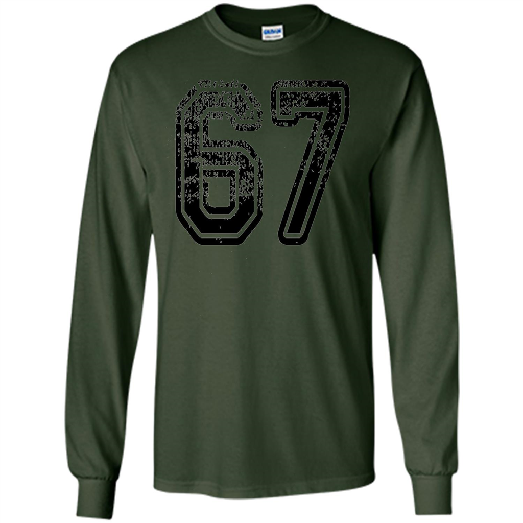 Number 67 T-shirt - Grungy Sports Team T-shirt Forest Green