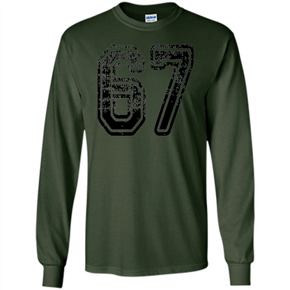 Number 67 T-shirt - Grungy Sports Team T-shirt Forest Green