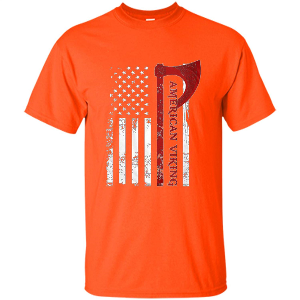 American Viking Flag Shirt Patriotic American T-shirt Orange