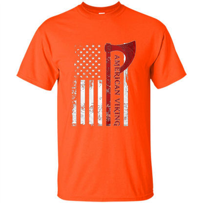 American Viking Flag Shirt Patriotic American T-shirt Orange