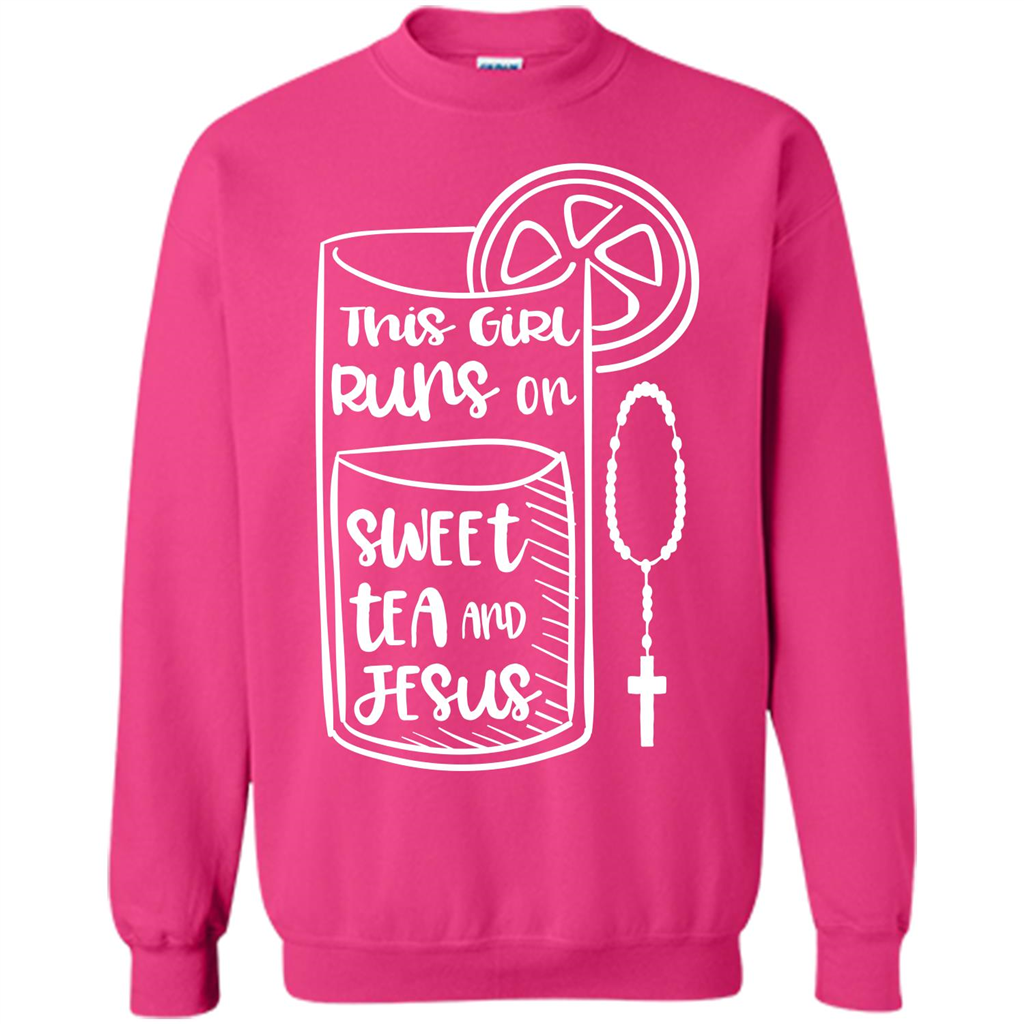Christian T-shirt This Girl Runs on Sweet Tea and Jesus T-shirt Heliconia