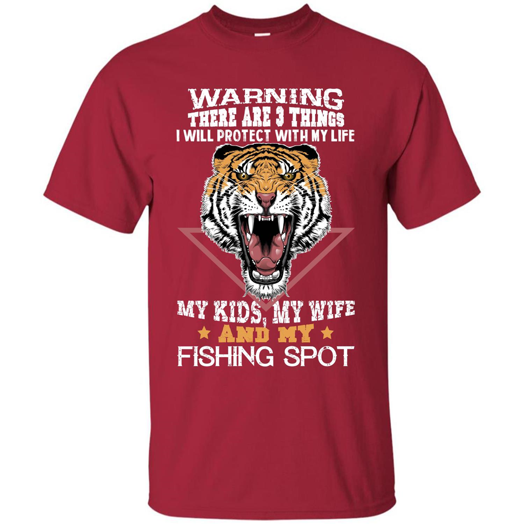 Fisherman T-shirt Warning There Are 3 Things I Will Protect With My Life Cardinal