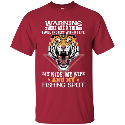 Fisherman T-shirt Warning There Are 3 Things I Will Protect With My Life Cardinal