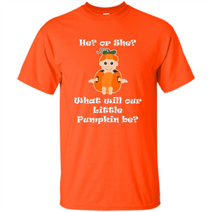 He Or She What Will Little Pumpkin Be Baby Shower T-shirt