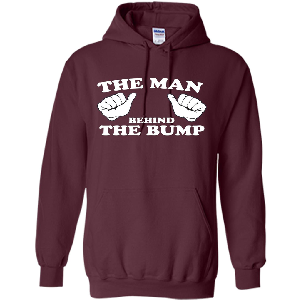 Funny New Dad T-shirt The Man Behind the Bump T-shirt Maroon