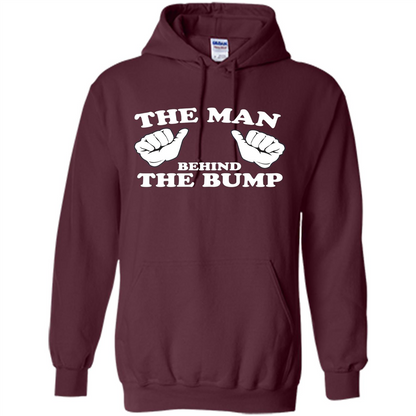 Funny New Dad T-shirt The Man Behind the Bump T-shirt Maroon