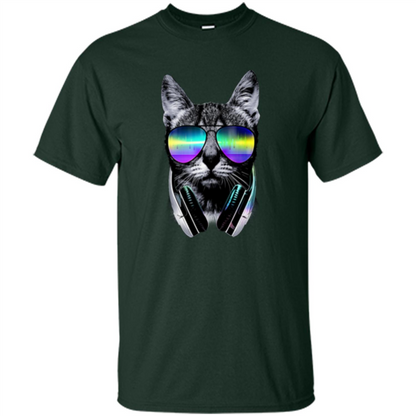 Music Lover Cat T-shirt Forest Green