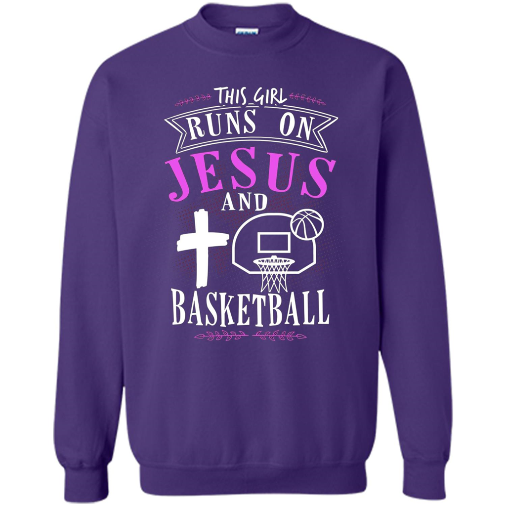 Basketball T-shirt This Girl Runs On Jesus And Basketball T-shirt Purple