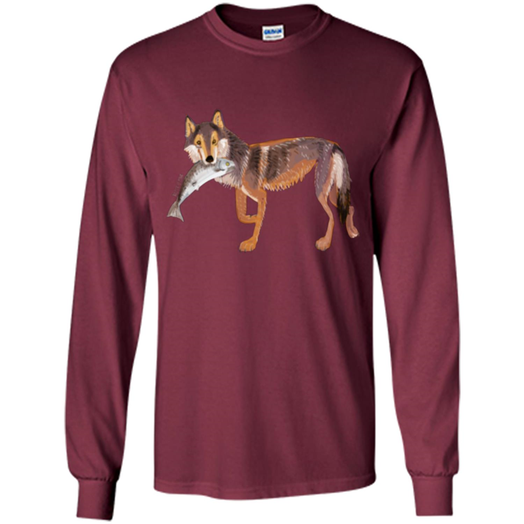 Sea Wolf T-shirt Fish and Wolf Maroon