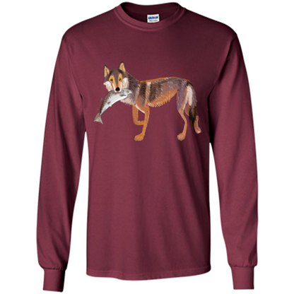 Sea Wolf T-shirt Fish and Wolf Maroon