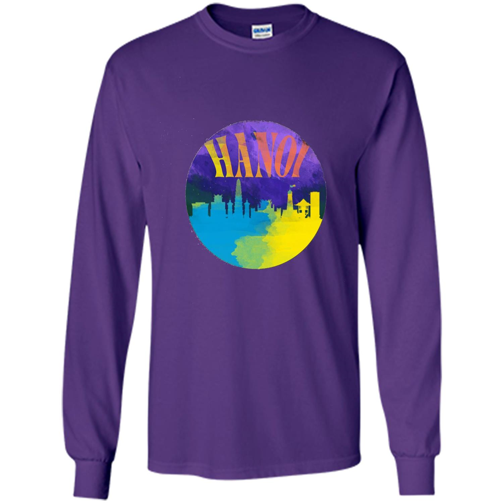 Love Vietnam T-shirt Hanoi Skyline Horizon Sunset Purple