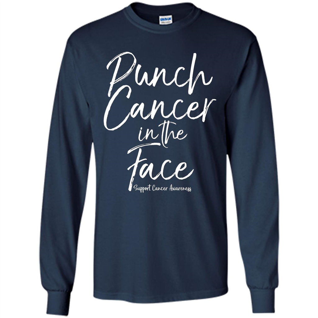 Punch Cancer in the Face Support Cancer Awareness T-shirt Navy